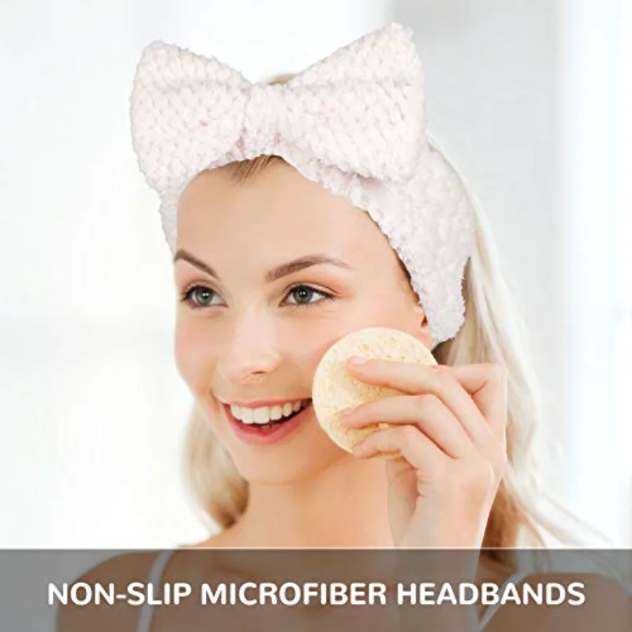 6 Pack Spa Headband Pelerine Design Bowknot Elastic Yoga Makeup Headbands, view 3
