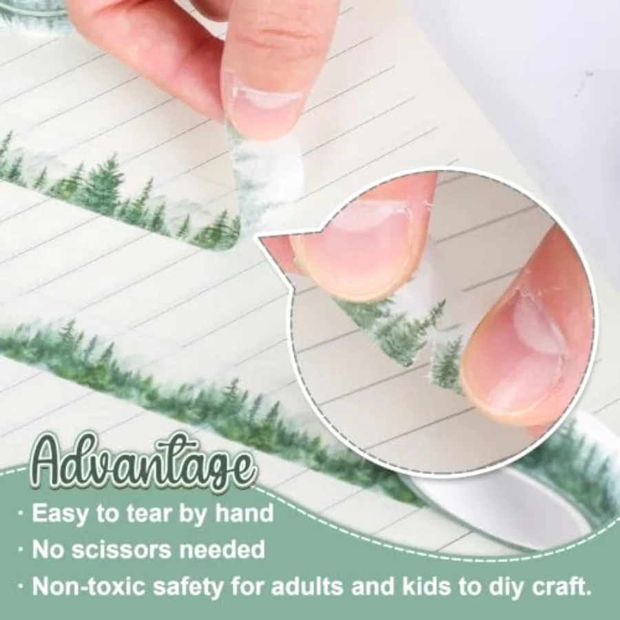 12 Rolls Forest Washi Tape Greenery Masking Tape 6 Designs Assorted Nature, view 3