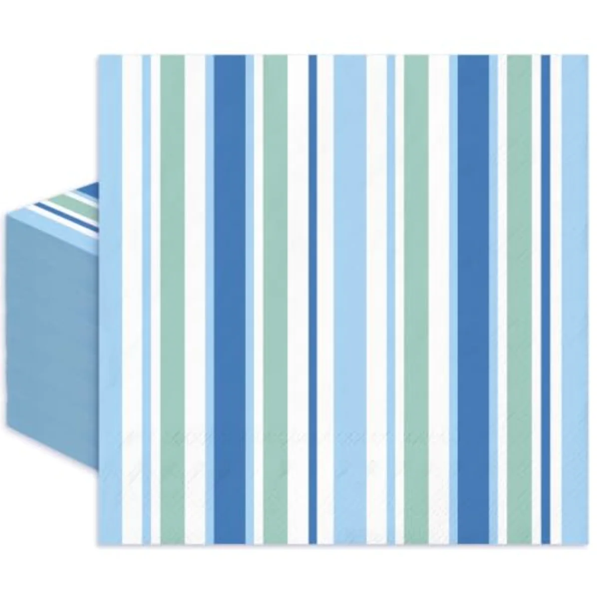 50 Pcs Striped Luncheon Napkins Blue Green Stripe Disposable Paper Napkin