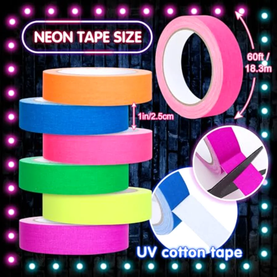 6 Neon Colors Gaffer Cloth Tape, view 2
