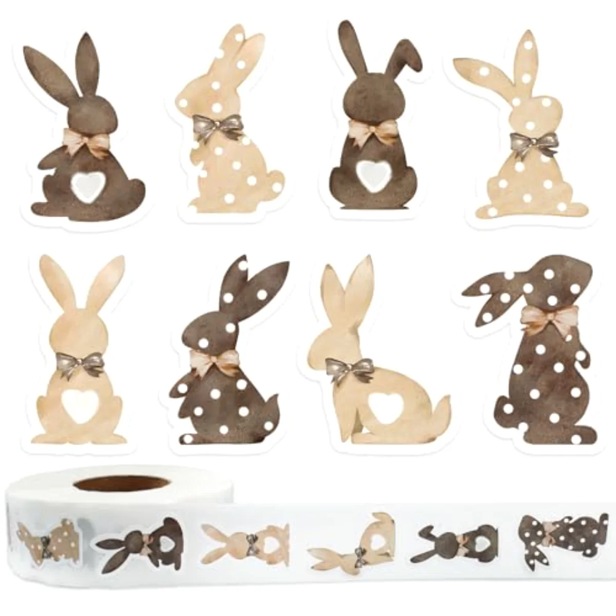 1000Pcs Easter Bunny Stickers Roll Easter Rabbit Self-Adhesive Seal