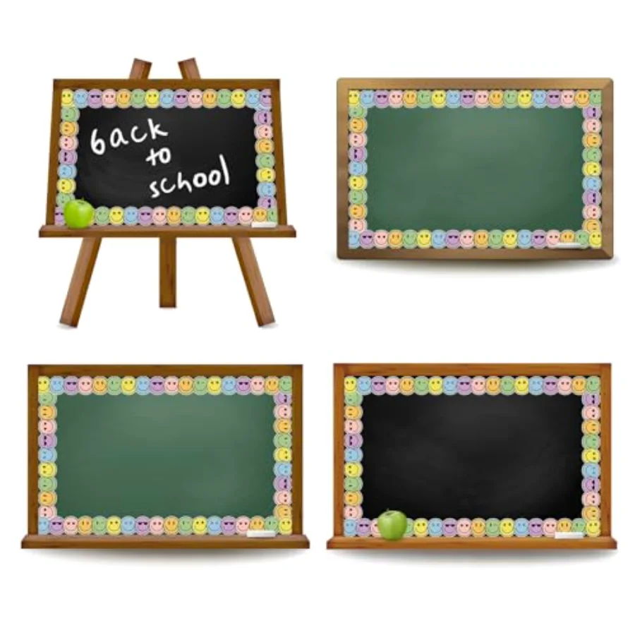 32.8 Ft Preppy Happy Face Bulletin Board Border Sunglasses Heart Smile, view 3