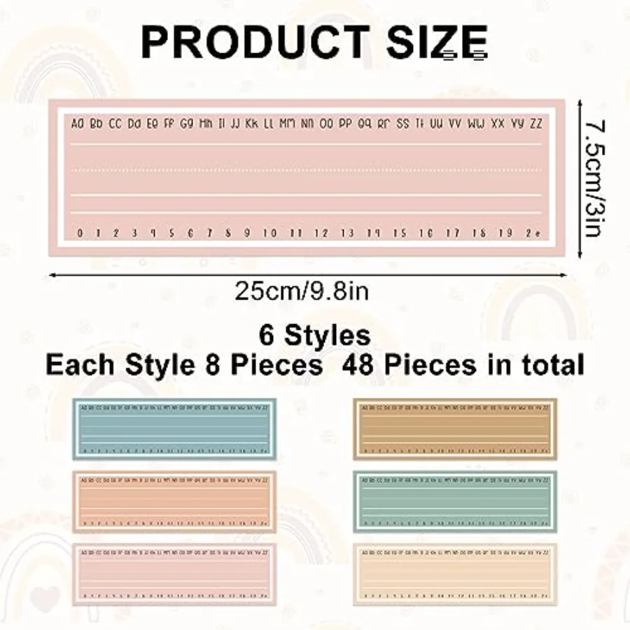 48Pcs Boho Name Tags Classroom Name Labels Back to School Desk Nameplates, view 2