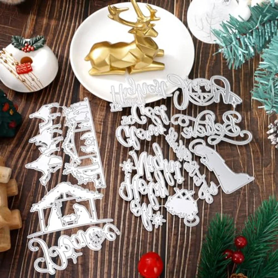9Pcs Christmas Nativity Metal Die Cuts Nativity Scene Steel Cutting Dies, view 3