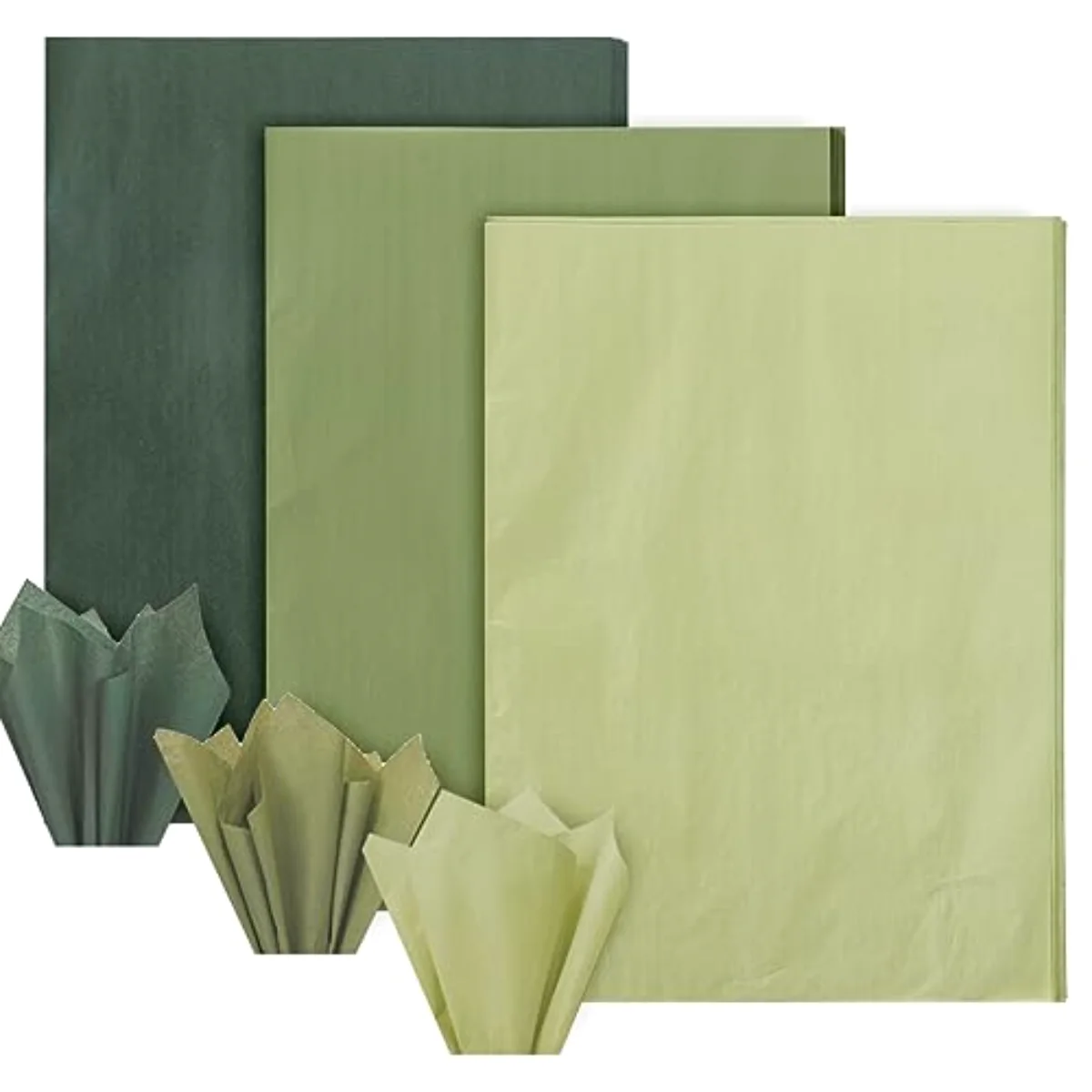 90 Sheet Sage Green Tissue Paper Assorted Gradient Color Gift Wrapping