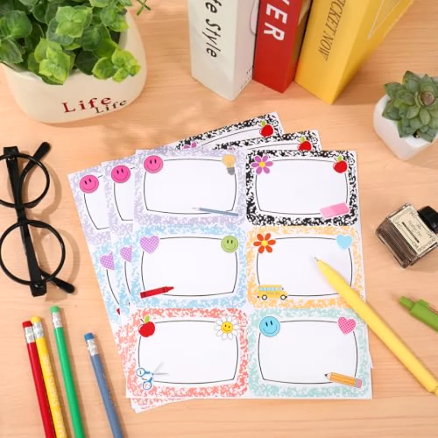 144Pcs Composition Name Tag Stickers for Classroom Back to School Name, view 4
