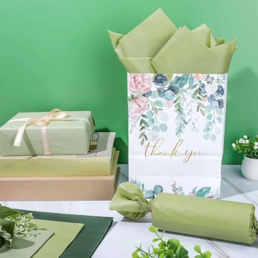 90 Sheet Sage Green Tissue Paper Assorted Gradient Color Gift Wrapping, view 3
