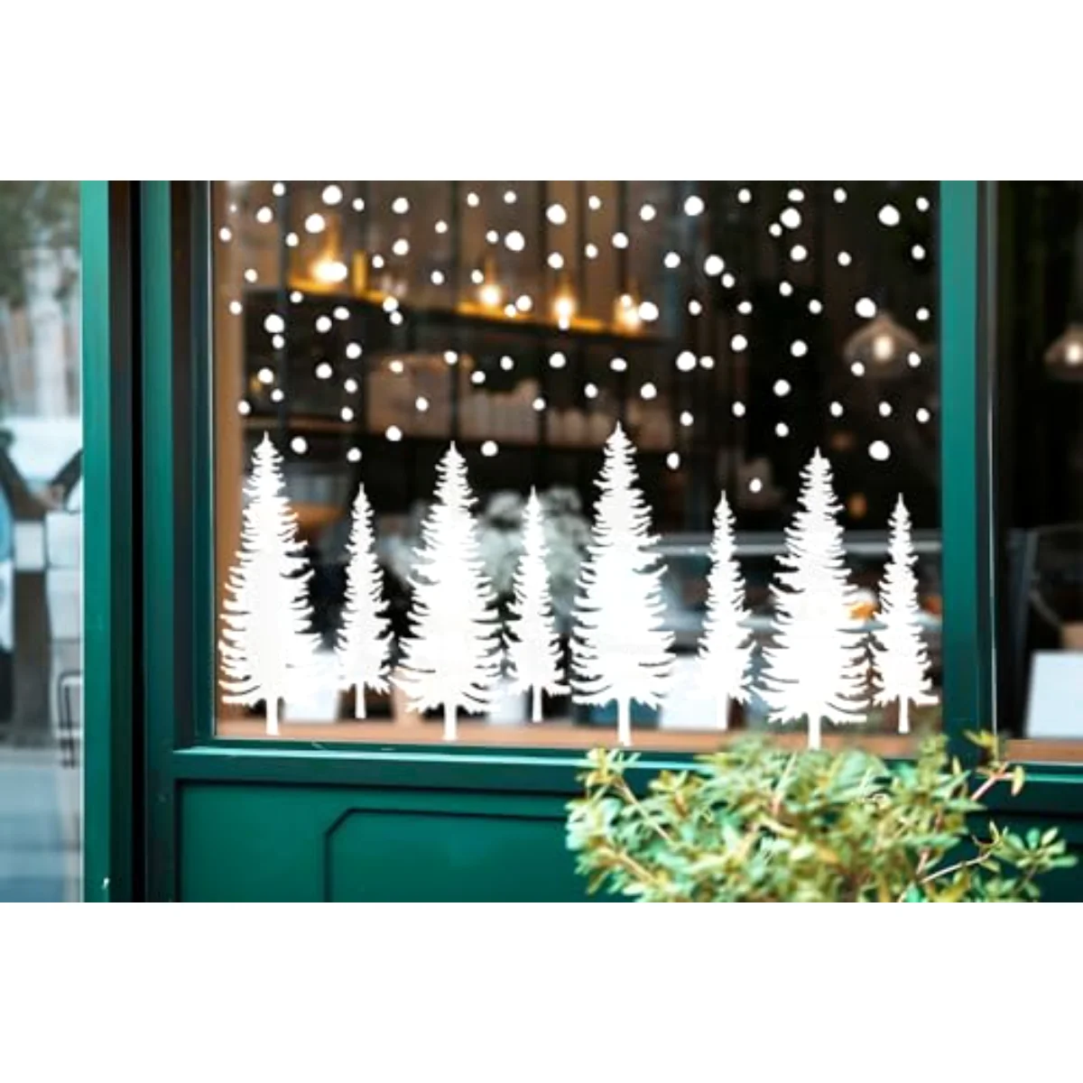 9 Sheet Christmas Window Clings Snowy Xmas Forest Trees Double-Sided