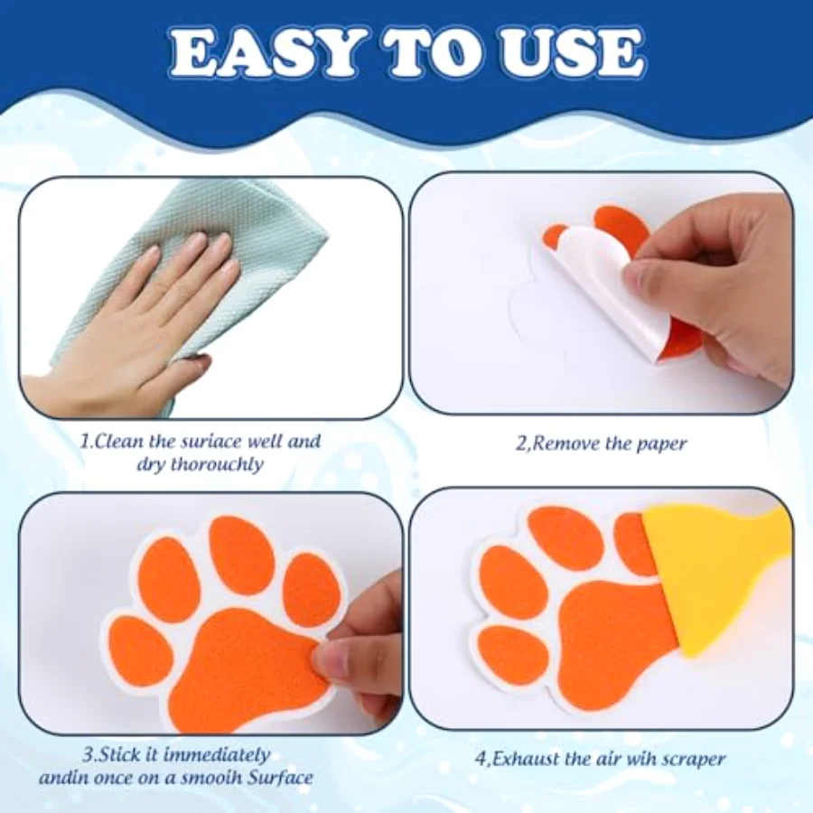 24Pcs Dog Paw Bathroom Non Slip Stickers Waterproof Anti Slip Bathtub, view 4