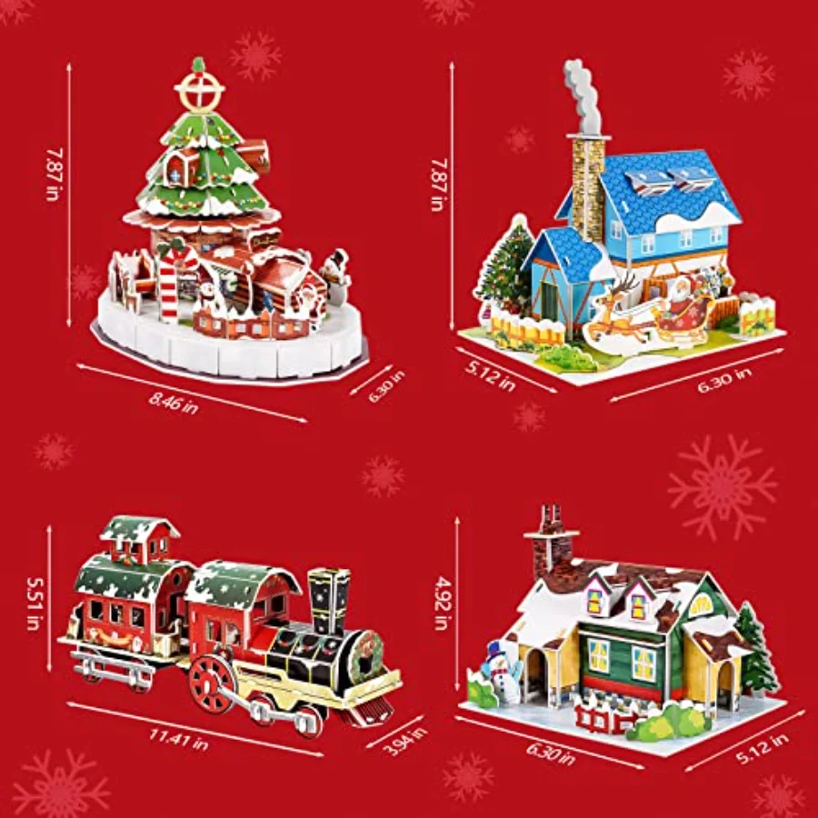 Christmas Puzzle Toy Set 3D Cute Jigsaw Paper Model Winter Simple Puzzle, view 2