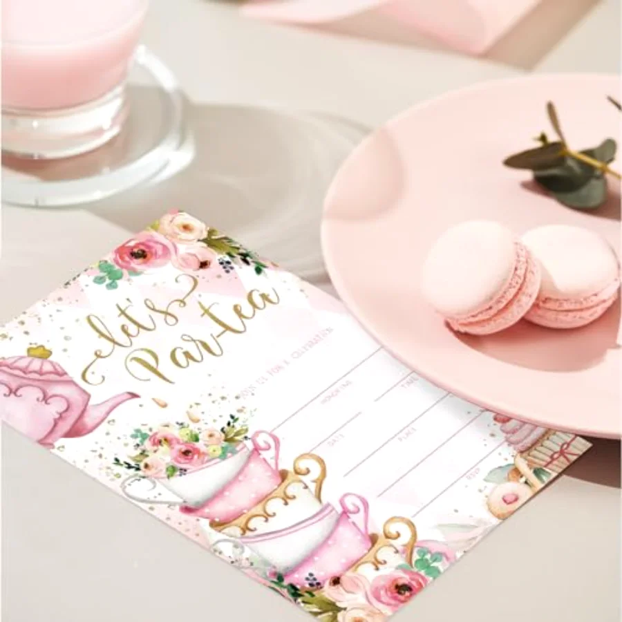 25 Packs Tea Party Invitations 5 x 7 Inch Floral Fill-In Invitation Cards, view 4