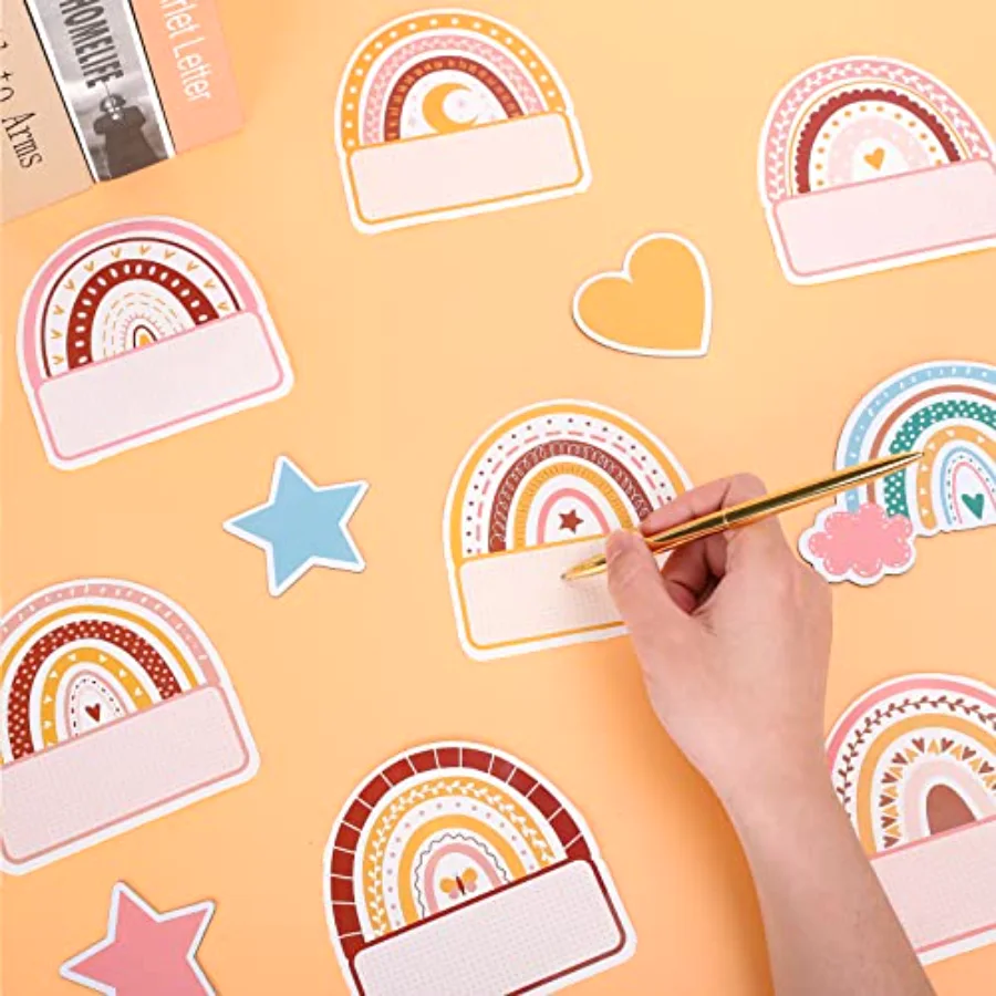 120Pcs Back to School Colorful Nameplate Stickers Boho Rainbow Name Tag, view 4