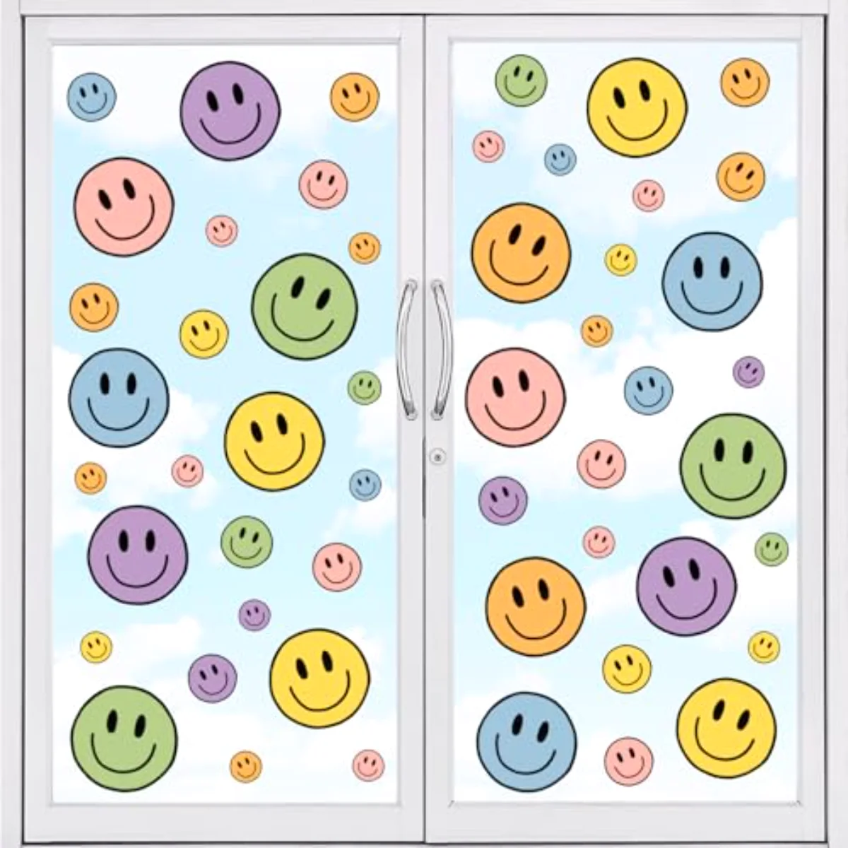 9 Sheet Smile Face Window Clings Happy Face Window Decals Boho Pastel