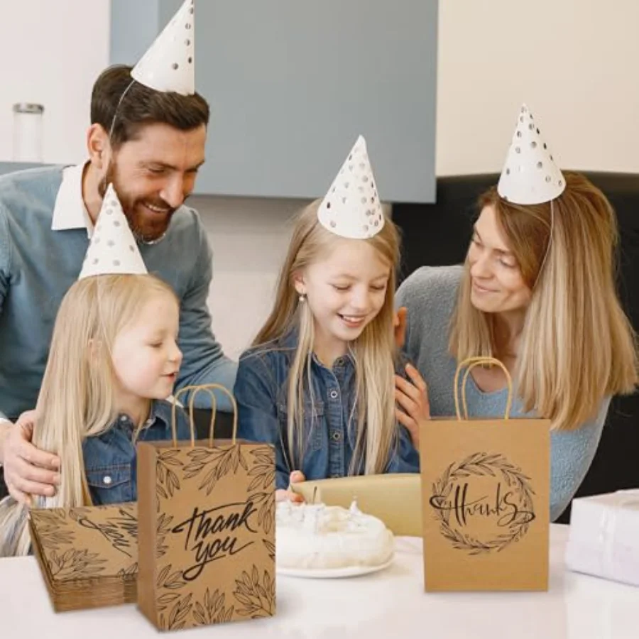 16 Pcs Teacher Appreciation Bulk Thank You Party Bags Kraft Paper Gift Bag, view 4
