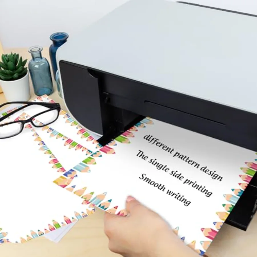 80 Sheets Colorful Pencil Border Stationery Paper Letterhead Letter, view 4