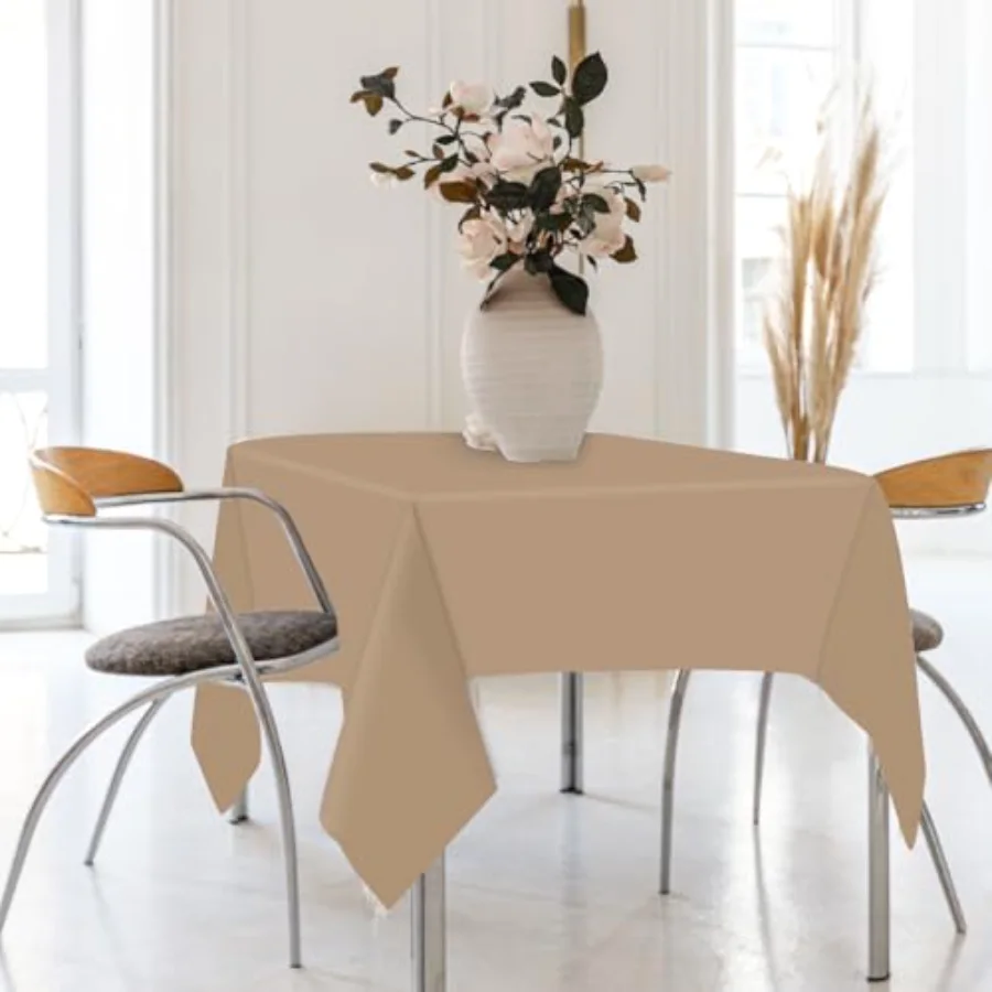 16 Pcs Neutral Color Plastic Tablecloth Beige Nude Cream Rectangle Table, view 4
