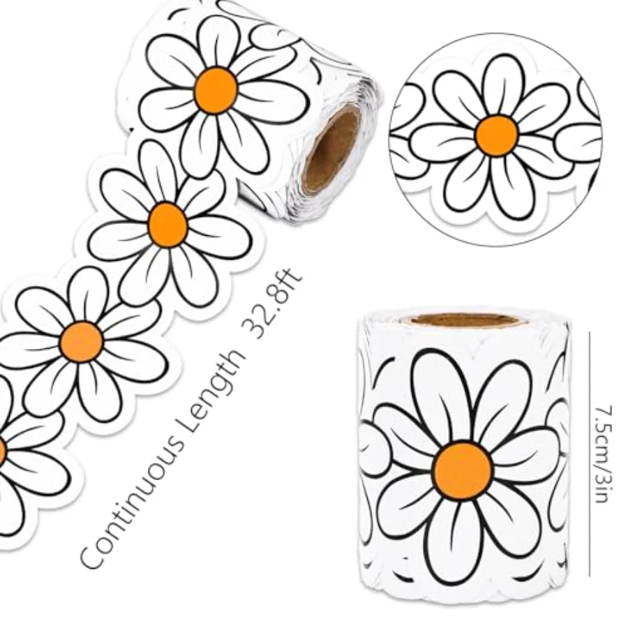 32.8 Ft Retro Daisy Flower Bulletin Board Border White Yellow Groovy Daisy, view 2