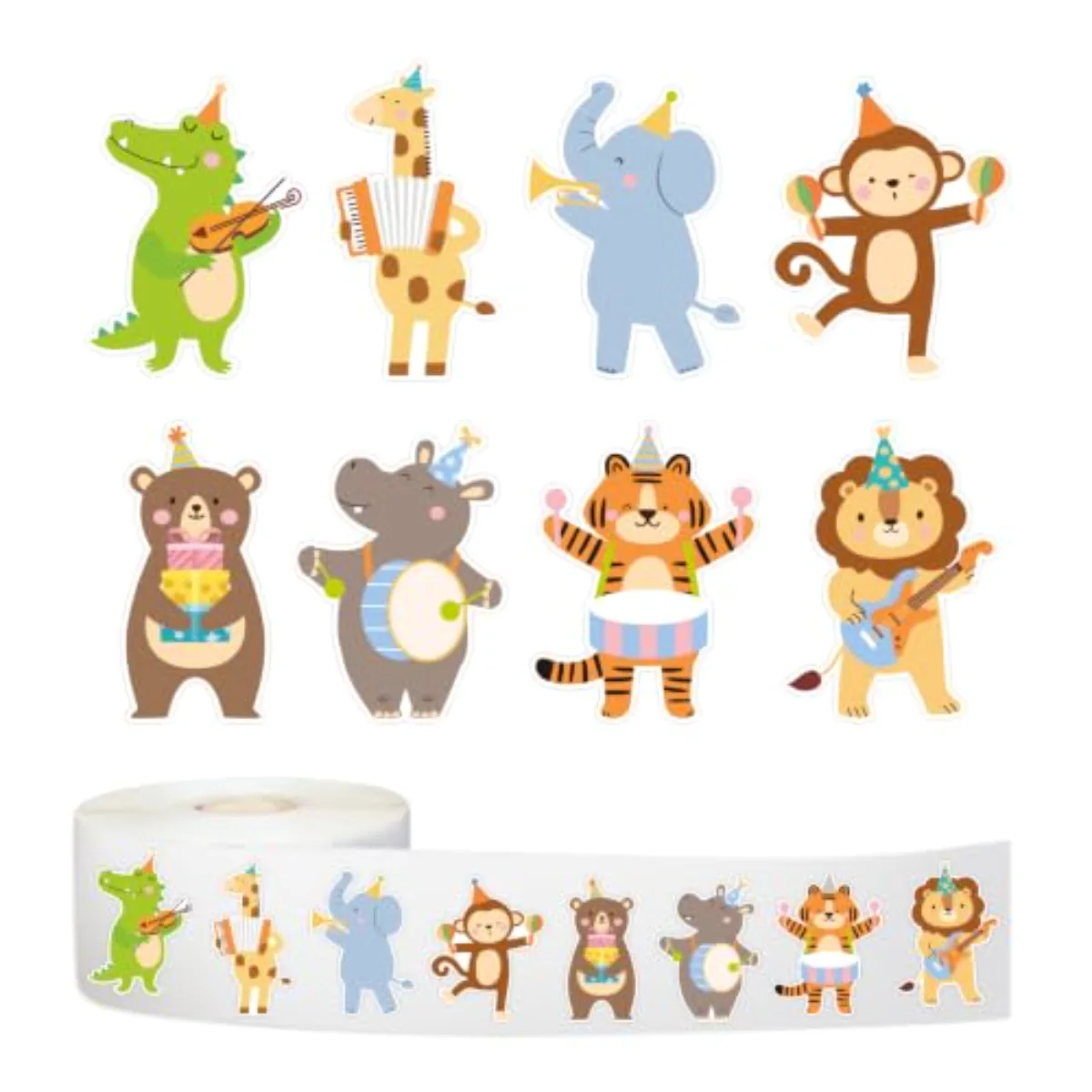 500Pcs Animal Parade Sticker Roll Cartoon Zoo Animal Stickers