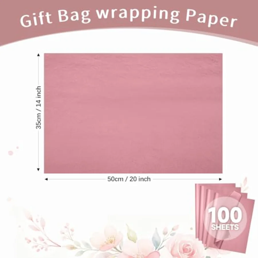 Rose Gold Tissue Paper Bulk, 100 Sheets Metallic Gift Wrapping Paper for, view 2