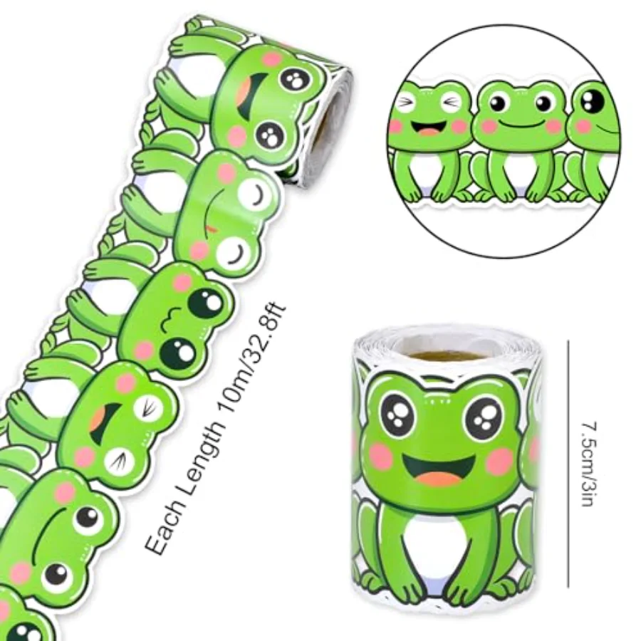 32.8ft Frog Bulletin Board Border Cartoon Green Frog Die-Cut Rolled Border, view 2