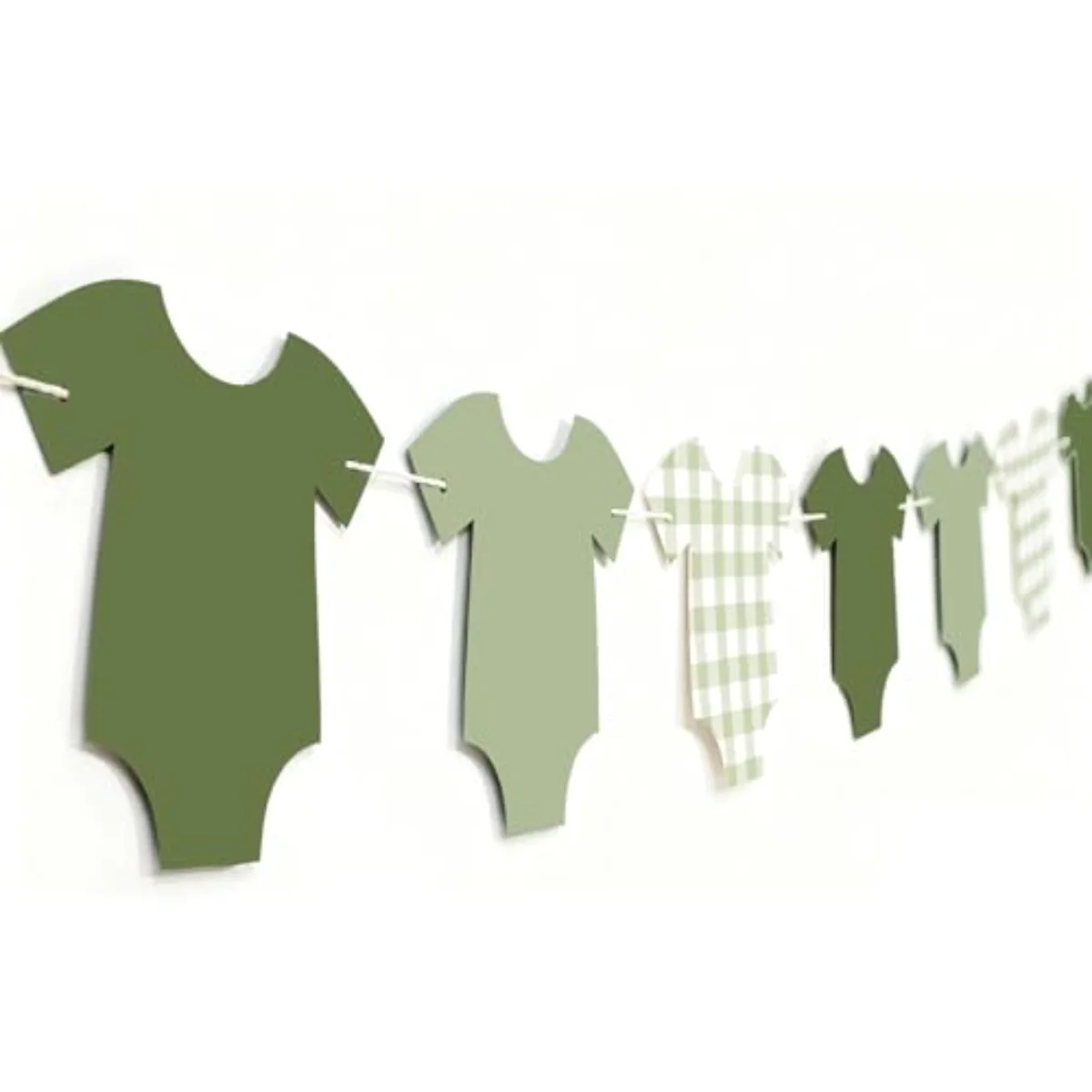 Sage Green Baby Shower Party Decorations Hanging Paper Banner Green