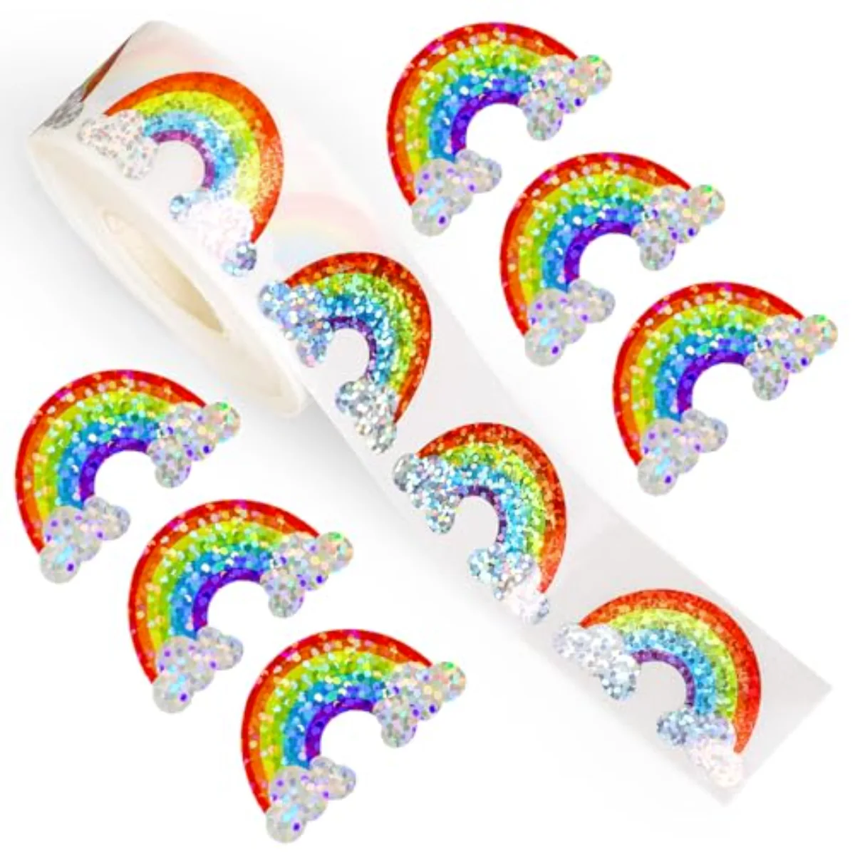 Rainbow Stickers Roll Holographic Colored Rainbow Shape Seal Stickers