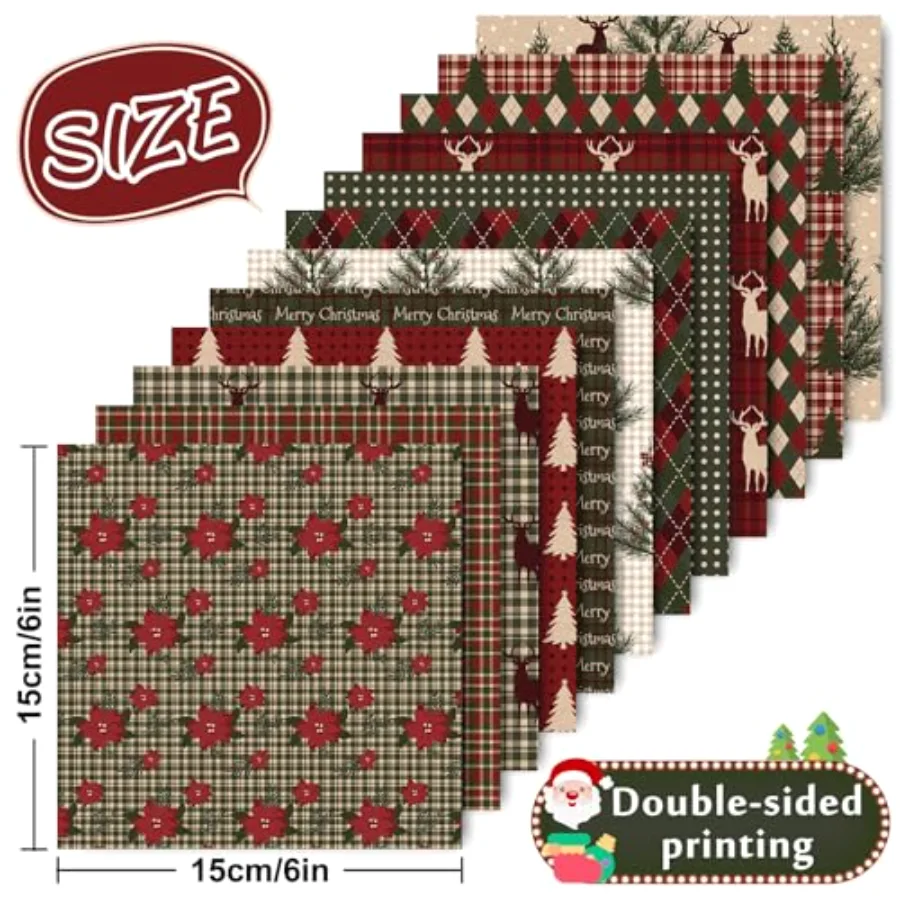 24 Sheets Merry Christmas Pattern Paper Plaid Woodland Scrapbook Specialty, view 2