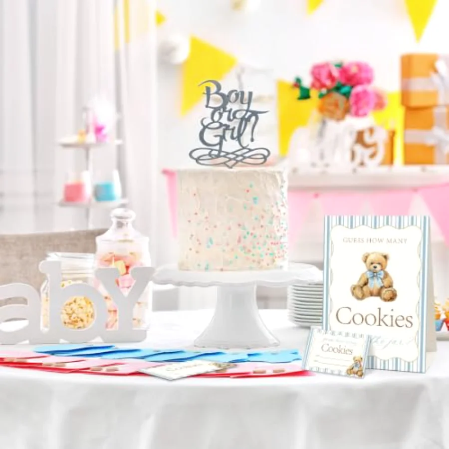 31Pcs Baby Shower Game Kit Guess How Many Cookies Game Cards with Standing, view 4
