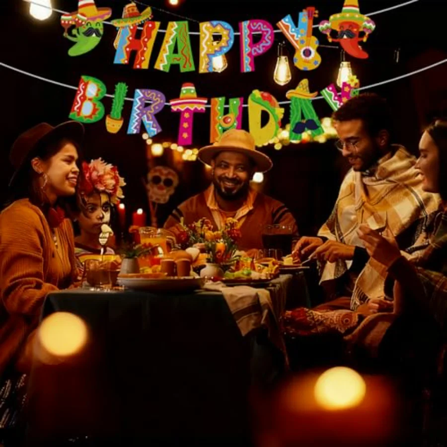 9.8 Ft 3 Pcs Mexican Mexican Happy Birthday Banner Colorful Mexican Fiesta, view 4