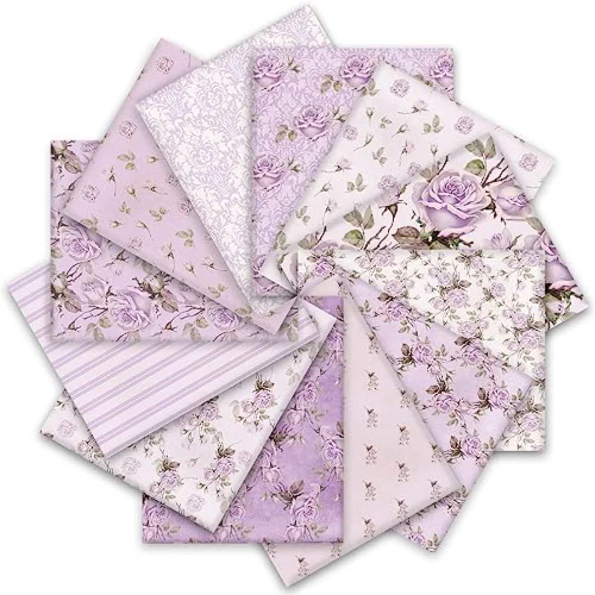 12 Pcs Vintage Floral Cotton Fabric Bundles 18 x 22 Inch Retro Floral Fat