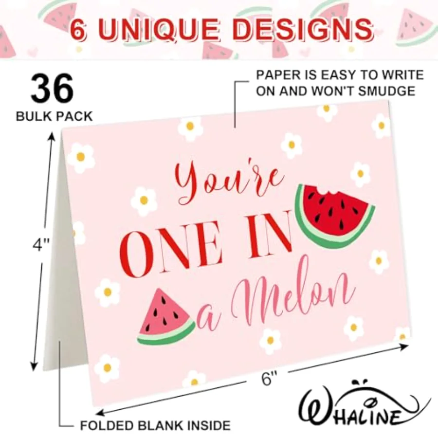 36 Pack Watermelon Thank You Cards Summer Greeting Cards with Envelopes, view 2