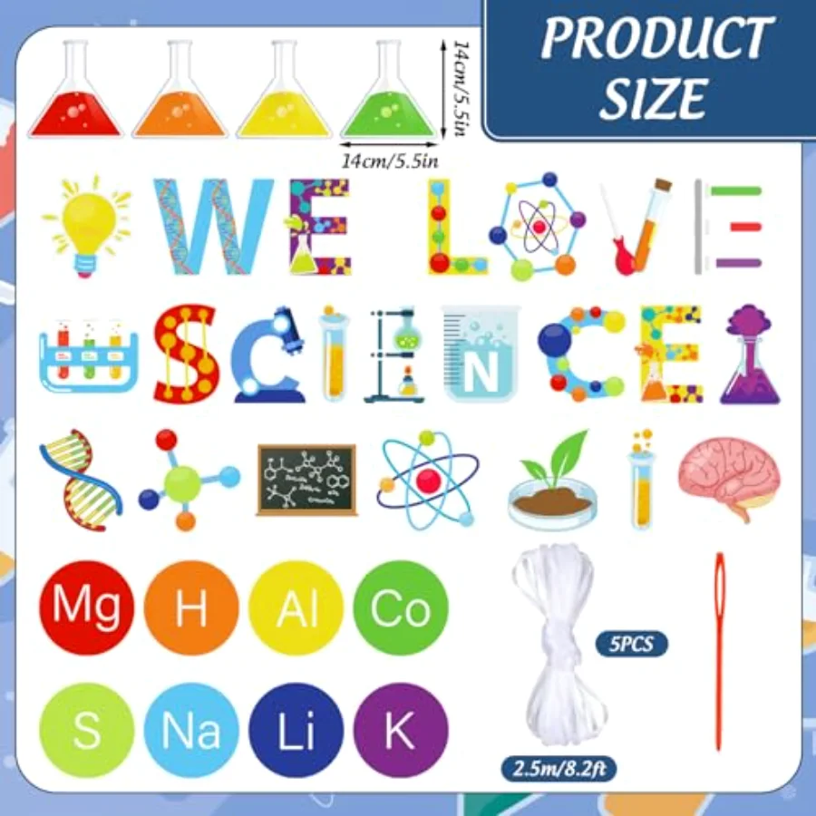 5Pcs Science Banners Back to School We Love Science Garland Hanging, view 2