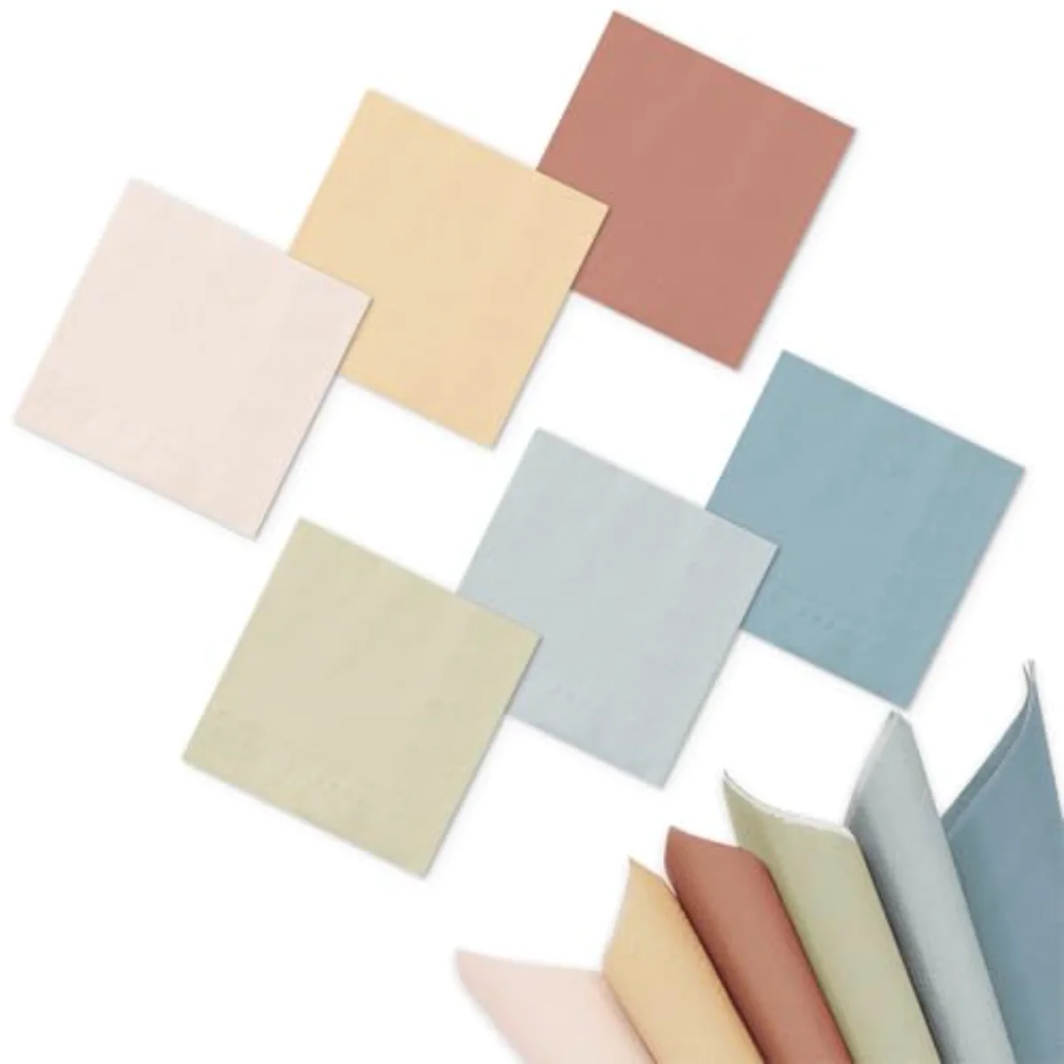 120 Sheet Neutral Color Cocktail Napkin 2 Ply Boho Dusty Blue Peach Cream
