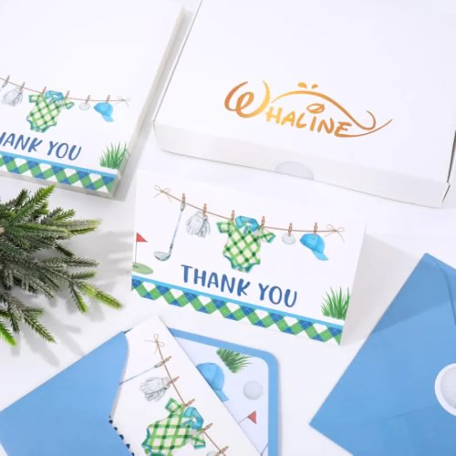 50 Pack Golf Baby Shower Thank You Cards Greeting Card with Envelopes, view 4
