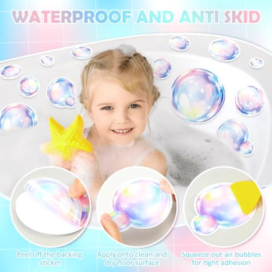 30 Pcs Bubble Non Slip Bathtub Stickers Under The Sea Colorful Bubble Anti, view 3