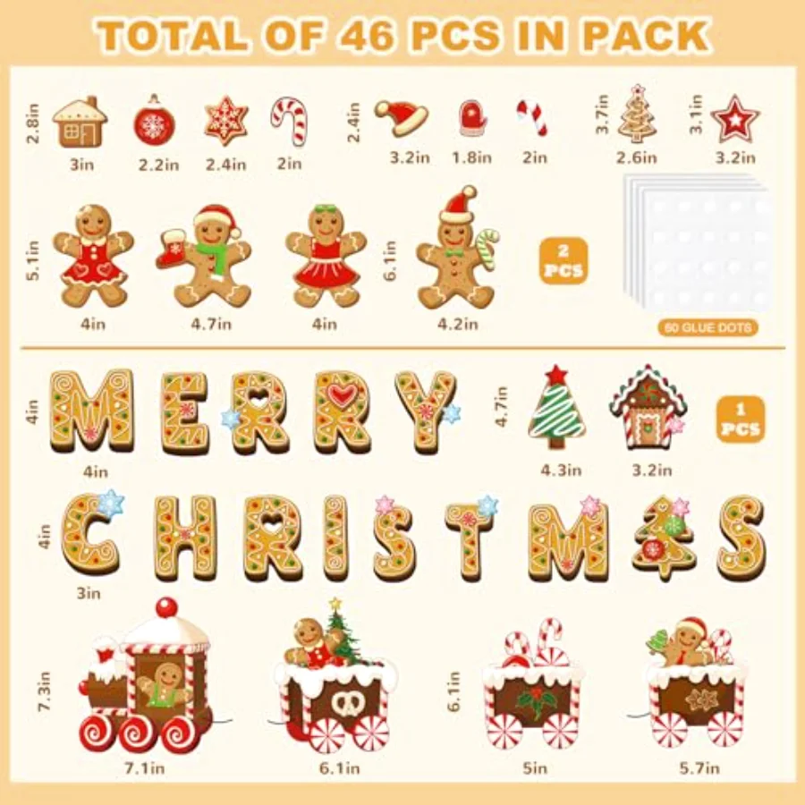 Christmas Gingerbread Cutouts Merry Christmas Bulletin Board Decorations, view 2