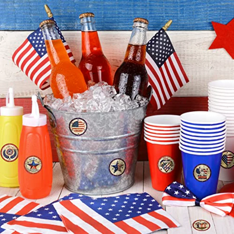 1000Pcs Patriotic Stickers 4th of July Retro Round Decal Sticker American, view 4
