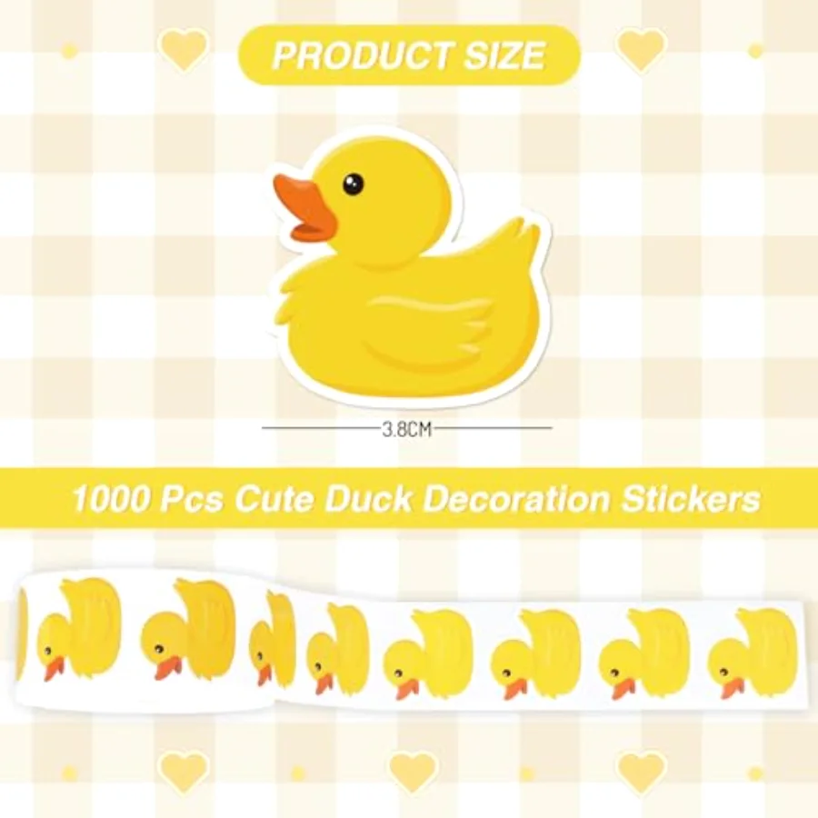 1000Pcs Rubber Duck Roll Stickers Yellow Duck Cute Decorative Label Decals, view 2