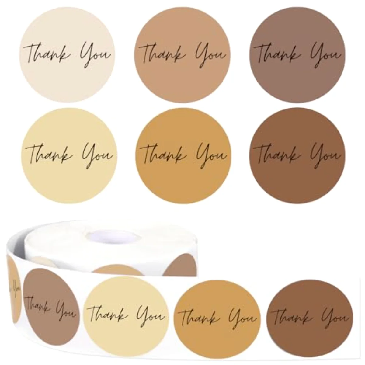 1000Pcs Brown Thank You Stickers 6 Colors Paper Decals Fall Adhesive Seal