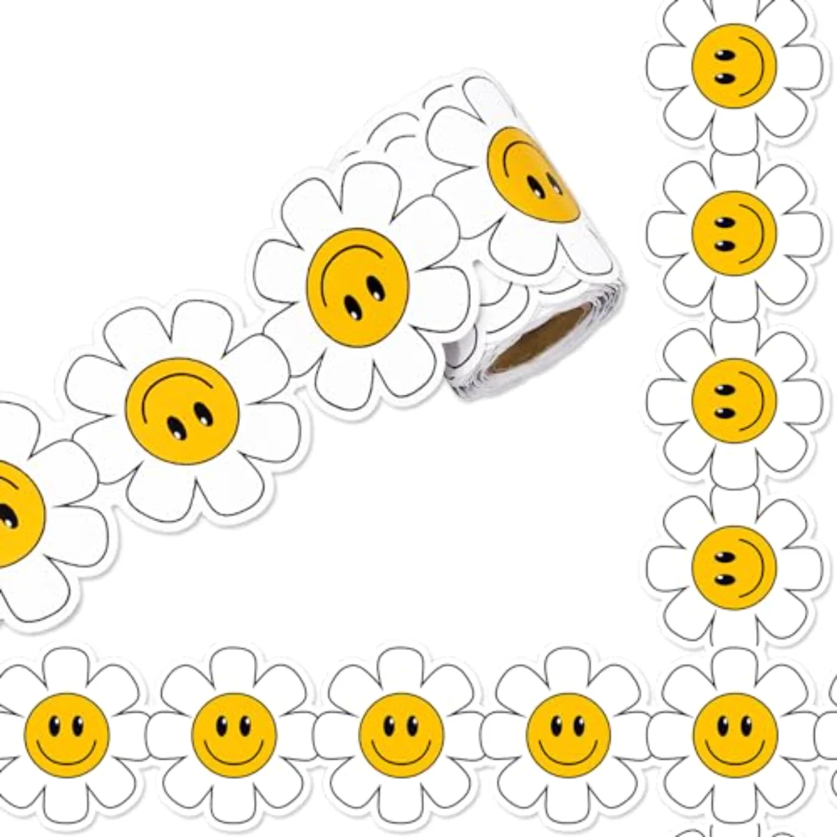 32.8 Ft Daisy Flower Bulletin Board Border Cartoon White Yellow Floral Die