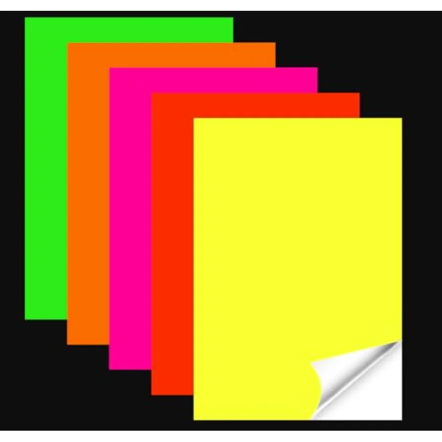 30Pcs 8.3 x 11.7 Inch Neon Colored Stickers Glow in The Dark Self-Adhesive, view 2