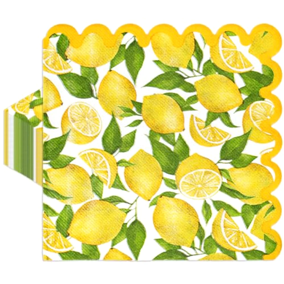 80Pcs Lemon Paper Napkins Watercolor Yellow Lemon Fruit Disposable Napkin