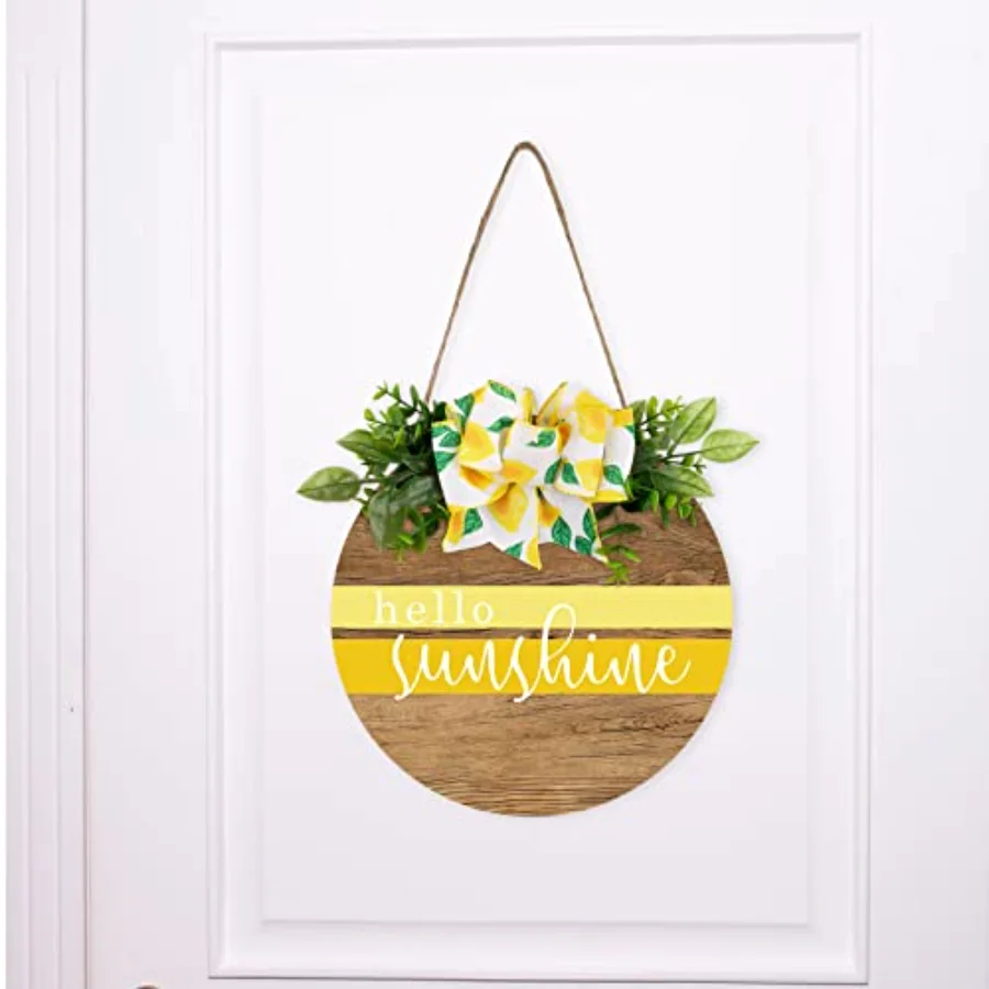 Hello Sunshine Wooden Hanging Sign Summer Welcome Sign Front Door Decor, view 4