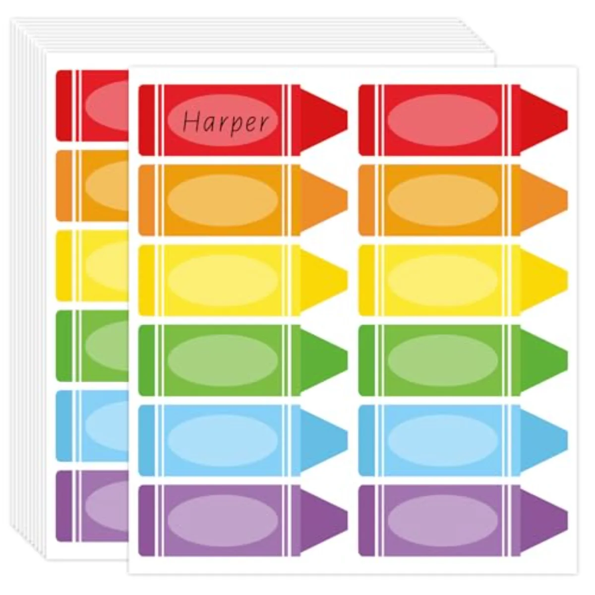 240Pcs Back to School Crayon Name Tags Colorful Crayon Classroom Nameplate