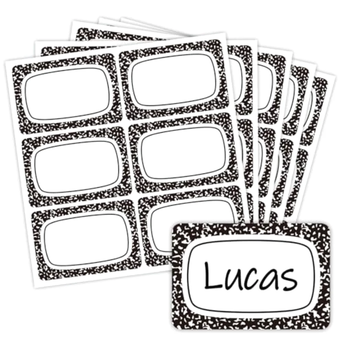 180 Pcs Composition Notebook Name Tag Stickers Self-Adhesive Nameplate