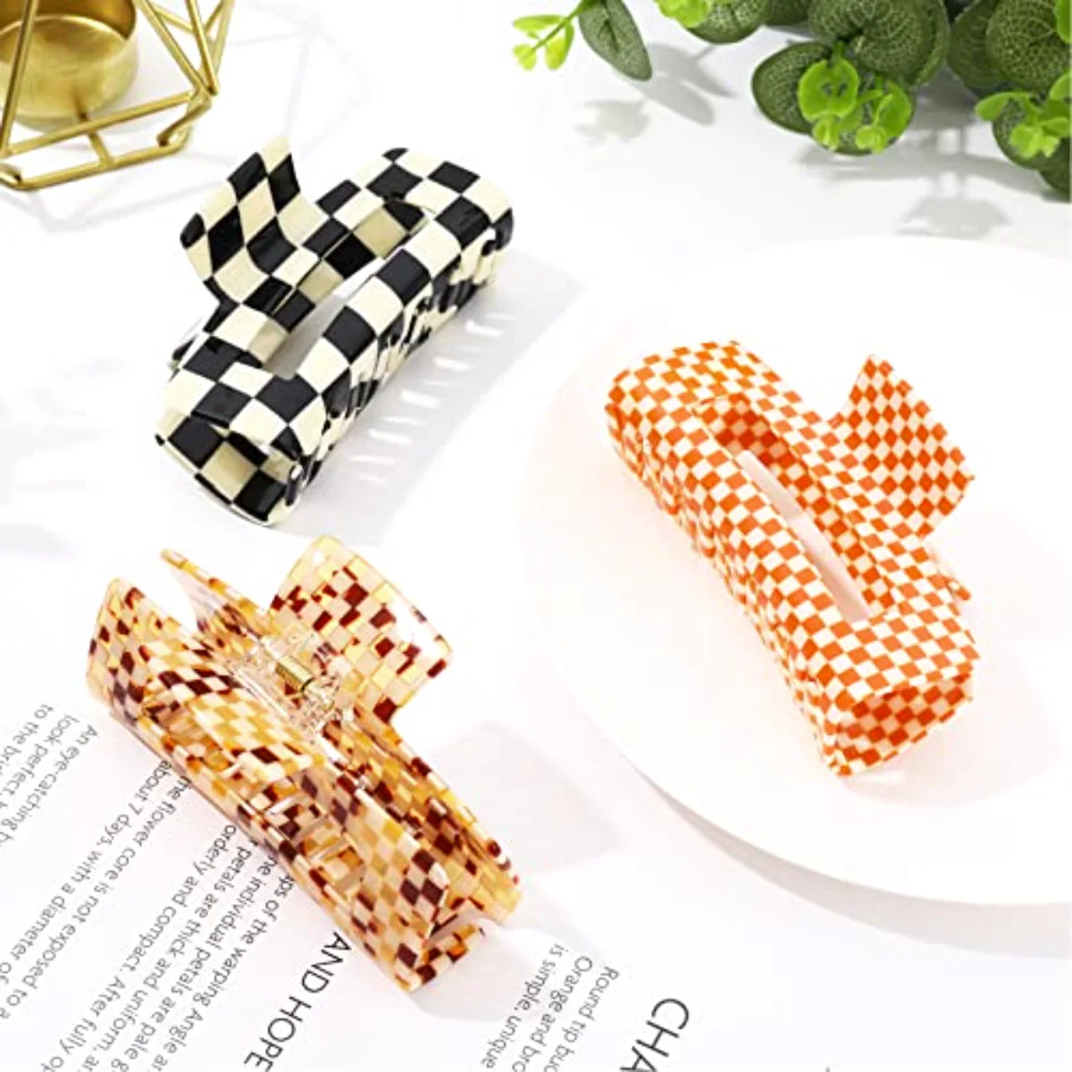 Checkered Vintage Styling Large 4 Inch Retro Rectangular Cute Non-slip