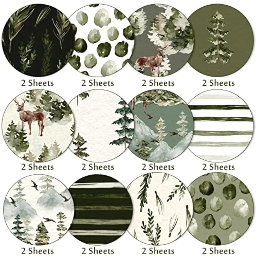 24 Pack Christmas Pattern Paper 12 Designs Watercolor Forest Scrapbook, view 3