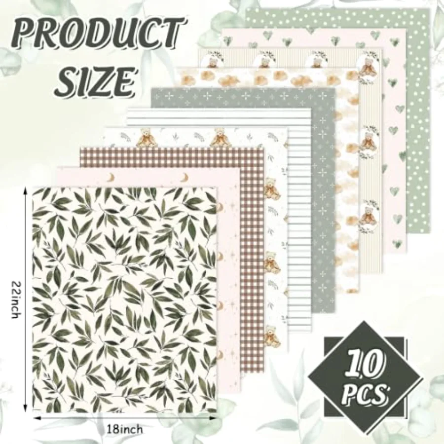 10Pcs Bear Cotton Fabric Bundles, view 2