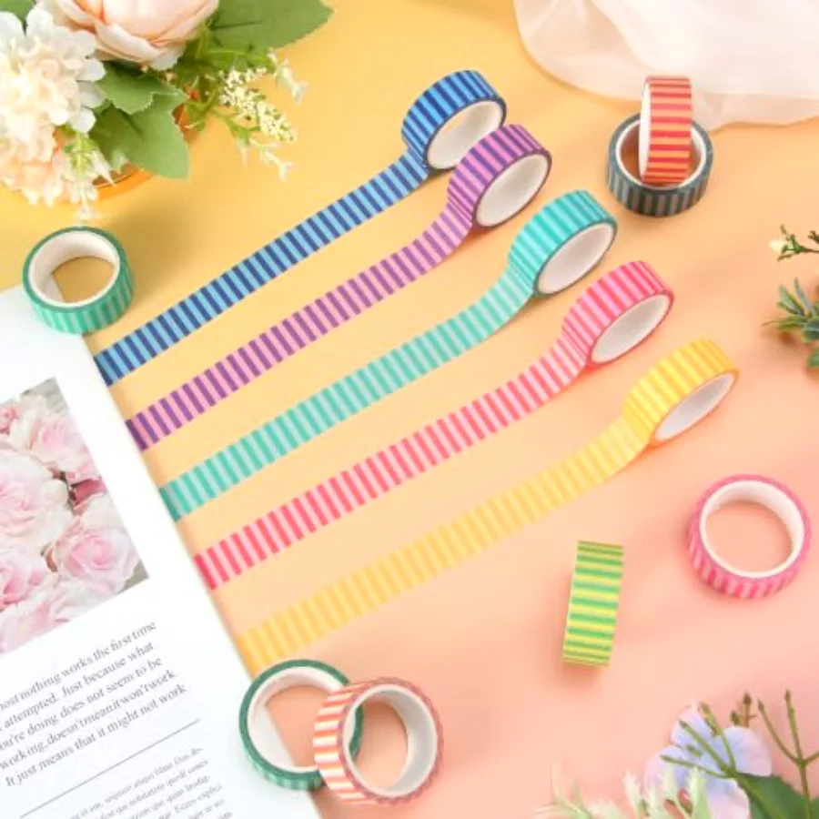 12 Rolls Striped Washi Tape Masking Tape Set, view 4