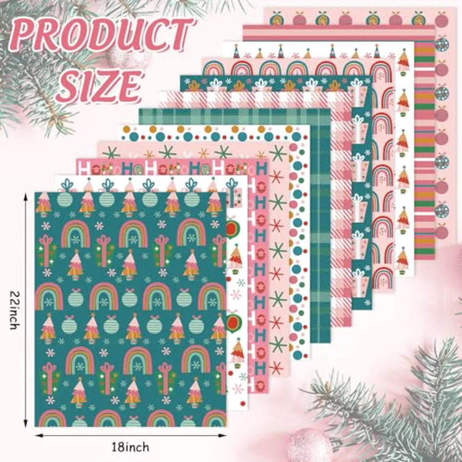 12Pcs Christmas Cotton Fabric Bundles Xmas Tree Snowflake Gift Box Fat, view 2